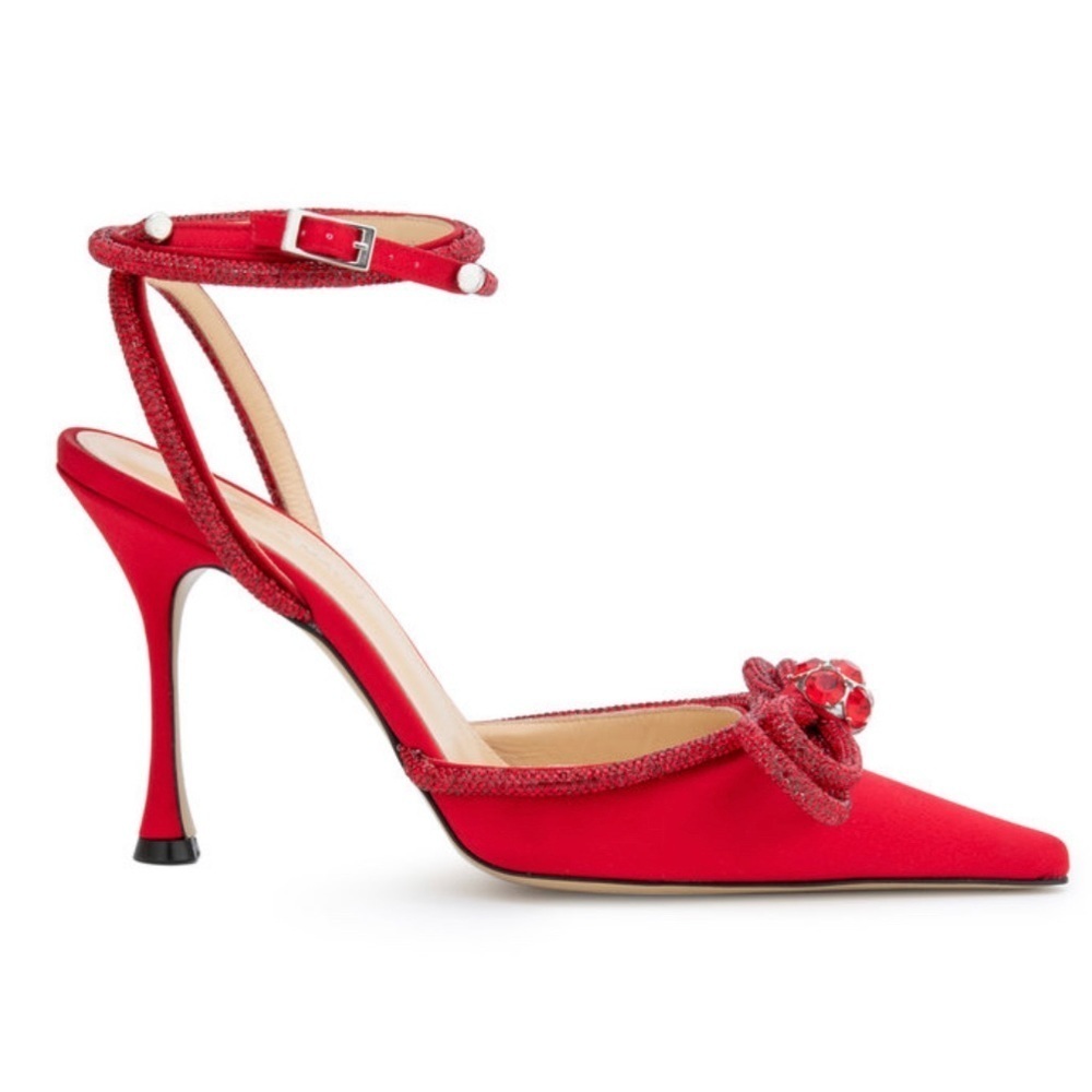 MACH & MACH Double-Bow Crystal-Embellished Pumps